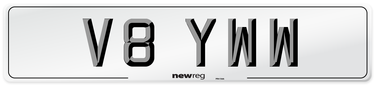 V8 YWW Number Plate from New Reg